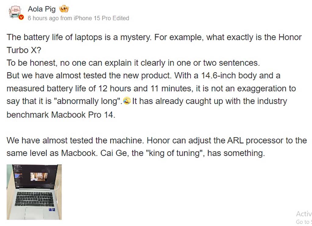 The Honor MagicBook Pro 14’s battery could rival that of the Apple MacBook. The Honor MagicBook Pro 14’s battery could rival that of the Apple MacBook.