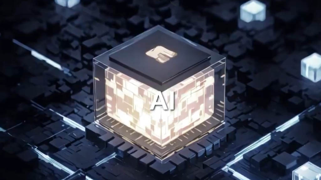 AI-chips a cube with a light inside